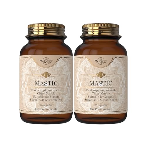 Chios Mastic Food Supplement - 100% Natural Mastic Resin from Chios, Greece - Pistacia Lentiscus - Supports Digestive Health & Well-Being - Premium Quality - Vegan - 120 Capsules
