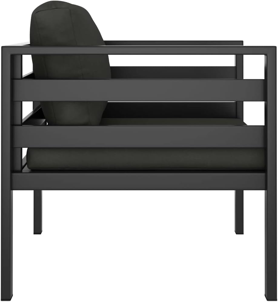 Outdoor Single Sofa Anthracite 27.6x29.5x25.4 in Aluminum Frame Patio Couch Water-Resistant Cushions Modular Balcony Garden Terrace Small Space Indoor Outdoor