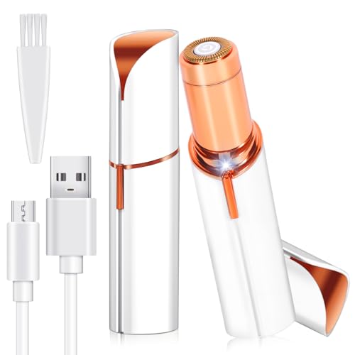 Depiladora Facial Mujer, Mini Depiladora Cejas Electrica, USB Recargable Depiladoras Facial, Con Luz LED,Vello Sin Dolor,Recortador Depiladoras Faciales Para Cara Nariz Labio,Regalo Mujer