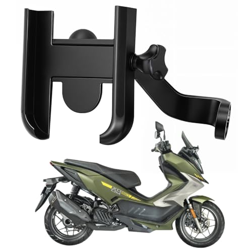 Image of Metal CNC Mobile Holder for Scooter, Scooty & Motorcycle Compatible for Hero Xoom 160, Mirror Mount, 360 Rotation, Strong Anti-Slip Grip, Wide Adjustable Fit for All Smartphones (Black)