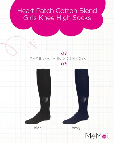 MeMoi Heart Patch Cotton Blend Girls Knee High Socks2