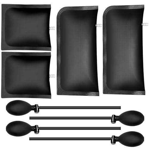 Glarks 4 Pack 16,2 x 15cm, 27 x 13cm Luftkeilpumpe Keil Set, schwarze Nivellierung Luftkeil Tasche, Ausrichtung Werkzeug aufblasbares Hebekissen, Luftkeilpumpe Tasche
