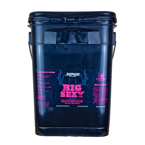 Domain Outdoor Big Sexy Food Plot Seed for Deer, 4 Acre, Turnip, Radish, Kale and Forage Rape, High Level of Nutrients & Protein to Support Antler Growth and Health, Fast Germination, Easy to Plant