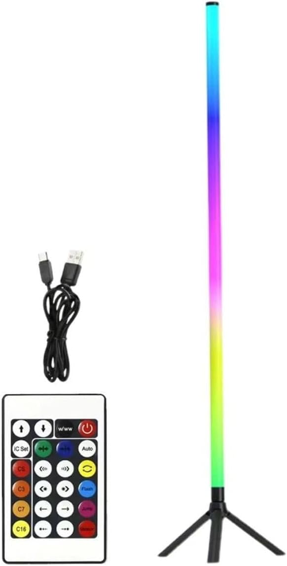 Corner Floor Lamp, RGB LED Floor Lamp with Remote Control, Dimmable Standing Lamp for Living Room, Bedroom, Gaming Room White [Energy Class A]
