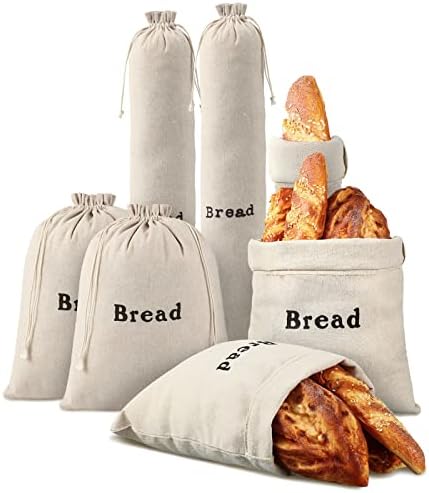8 Bolsas Grandes De Pan De Lino Para Pan Casero, Contenedor | Cuotas
