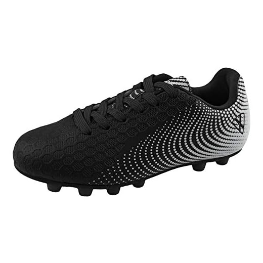 Vizari Unisex Stealth FG Soccer Shoe, Black/White, 12 M US Little Kid