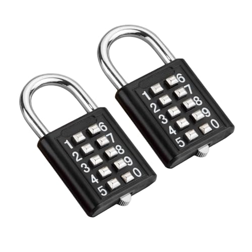 2Pcs 10-Digit Combination Push Button Lock (Black)