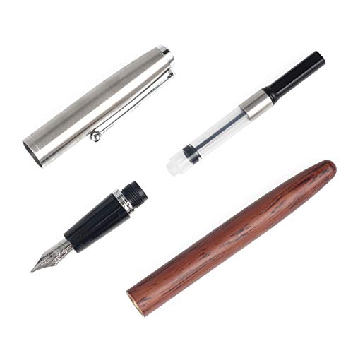 Jinhao 51A Solid Wooden Body Stainless Steel Cap F Nib Fountain Pen (Ebony Wood) #TOP5