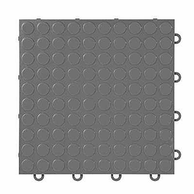 IncStores Nitro Snap-Together Garage Flooring Tiles, Non-Slip Interlocking Plastic Floor Tiles, Garage Organization, Workshops & Trailers | Coin Pattern, Graphite, 52 Tiles (52 Sq/Ft)