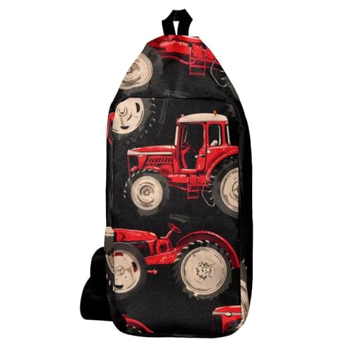 Sac à dos à bandoulière tracteurs rouges multicolore compact pour homme et femme 16x36cm