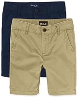 The Children's Place boys Stretch Chino Shorts, Flax/New Navy, 8