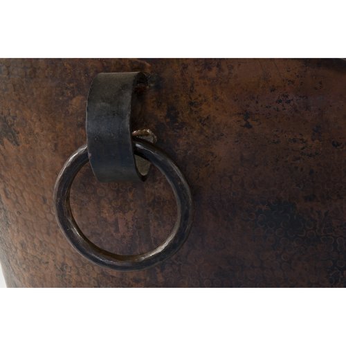 Premier Copper Products BTDR67DB 67-Inch Hammered Copper Double Slipper Bathtub with Rings, Oil Rubbed Bronze