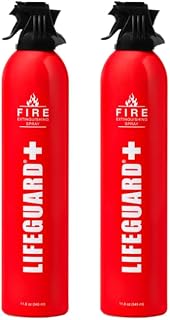 LIFEGUARD Aerosol Fire Extinguisher Spray - Non-Toxic, Eco-Friendly Fire Suppressant for Home, Kitchen, Car & Office, Compact, Easy-to-Use Design with 10-Year Shelf Life (Pack of 2)