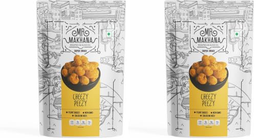 Image of MR. MAKHANA Roasted Makhana And Foxnuts|Healthy Snacks|Gluten Free|Msg Free|Antioxidant|Rich Calcium|Zero Trans Fat|Zero Cholesterol (Cheezy Peezy),1 Count 55 G (Pack of 2)