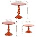 QENUIITEA Set of 3 Orange Cake Stands, Metal Round Cake Holder Dessert Pie Pizza Display Stand 8