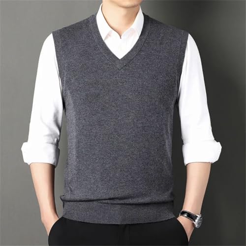 Men’S Sleeveless V-Neck Knit Sweater Vest Single Breasted Casual Solid Flat Knitted Waistcoat4