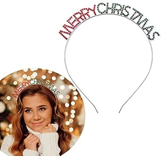 Generse Merry Christmas Headband Rhinestone Hair Bands Snowflake Headpiece Costumes Holiday Party Headdress for Women and Girls 1PcsPack of 1) (Merry Christmas C)