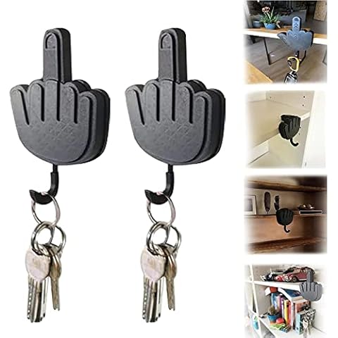 Yestrong Middle Finger Key Hanger, Middle Finger Key Ring Holder Funny Middle Finger Wall Key Hanger for Doorway Wall Entryway Hallway Funny Office Gift (2PCS) Cover