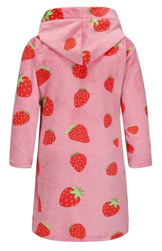 Girls Soft Fleece Robes Plush Hooded Bathrobes Sleepwear for Kids 2-16 Years2