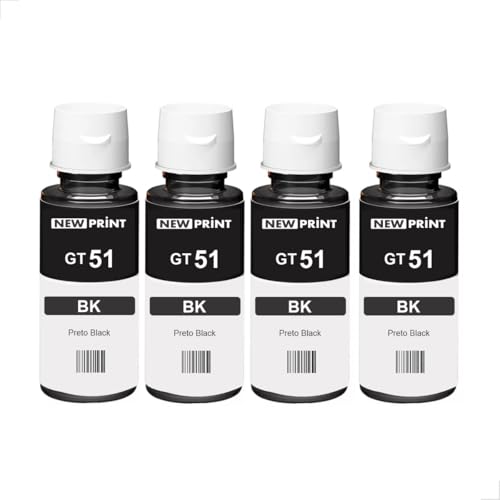 Kit 4x Tinta New Print Preta Para Hp Smart Tank 584 583 724 754 794 Gt51 Gt52 Gt53