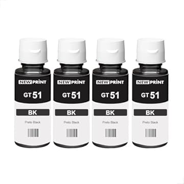 Kit 4 Refil Tinta New Print Preta Para Hp Smart Tank 517 532 617 674 581