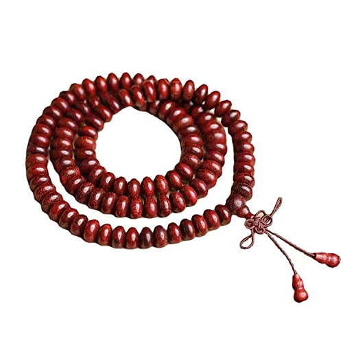 Collier de perles bouddhistes en bois de bouclier 108 grains 9x5mm