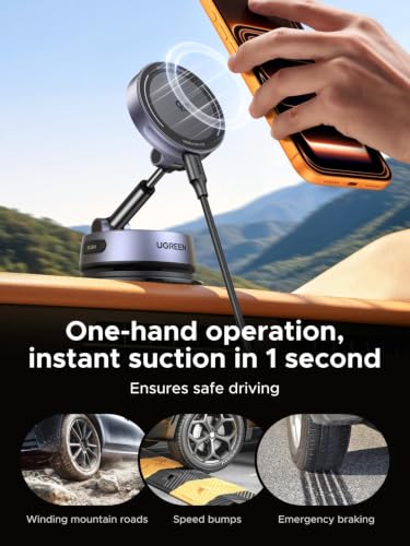 UGREEN 25W Qi2.2 MagSafe Compatible Wireless Car Charger Mount, Suction Cup - image 7