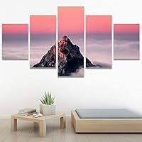 SIGNWIN 5 Panel Canvas Wall Art Coastal Orange Photography Relax/Calm Romantics Sunset Warm for Home Decorations Ready to Hang - 60