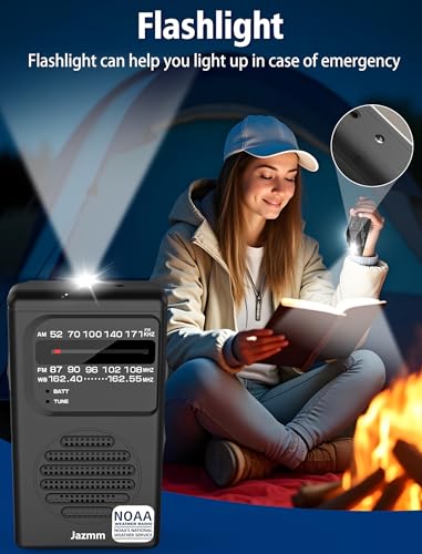 Rádio meteorológico NOAA portátil, rádio AM FM operado por bateria com alto-falante de 3 W, transist