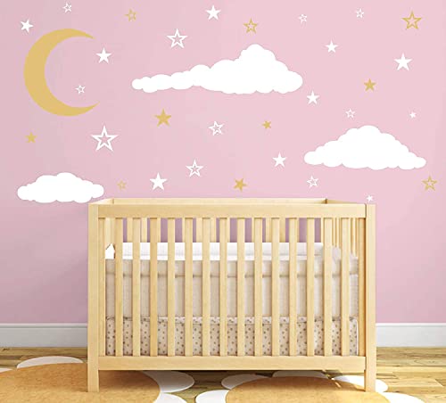 Vinilos decorativos de luna, estrellas y nubes para pared miniatura 5