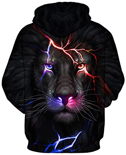 Flychen Men's 3D Hoodie Pullover Print Pattern Fashion Sweatshirt Sportswear Colorful Lion 2Xl3Xl #TOP1