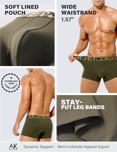 Arjen Kroos Men's Anti Ride-Up Trunks Underwear Breathable Cotton Boxer Briefs with 1.57" Plush Waistband3