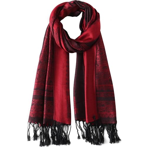 Ciormis Women pashmina Shawl Rave Warm Winter Scarves Shawl Wraps for Evening Dresses(US-Burgundy)