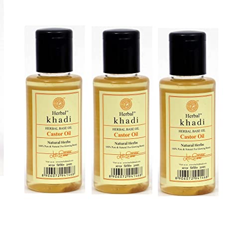 Image of Khadi Herbal Herbigiri Herbal Castor Oil For Skin And Hair,100Ml || 100% Pure&Natural For Shining Hair And Glowing Beauty || Pack Of 3(300Ml)