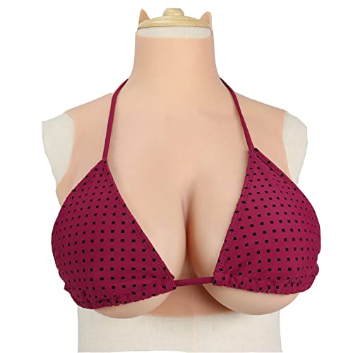 WHG Peitoral de silicone em forma de mamilo estilo gola alta B-H, seios falsos para Crossdressers tr