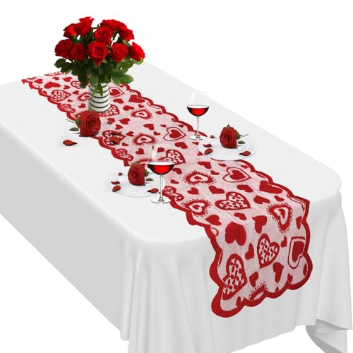 Valentines Table Runner, 13 x 72 Inch Red Heart...