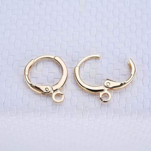 Image of Dhruv Crafts 25 Pieces French Leverback Earring Hooks for Jewellery Making, Brass Round Earwires Earring Components for DIY Craft Supplies Gold 14 mm