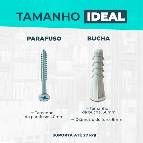 Sfor - Bucha SD Plástica com Aba 8mm com Parafuso Madeira Phillips 4,8X50-60 Peças - Caixa Profissio