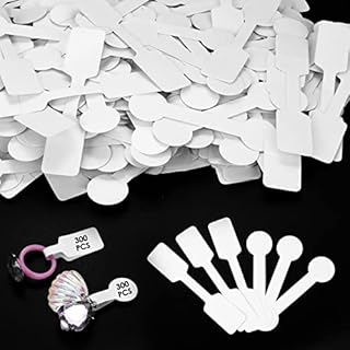 Prasacco 600 Pieces Blank Jewelry Price Stickers Self Adhesive White Jewelry Price Tags Rectangle Round Short Dumbbell Price Labels for Necklace Earring Ring Jewelry Display