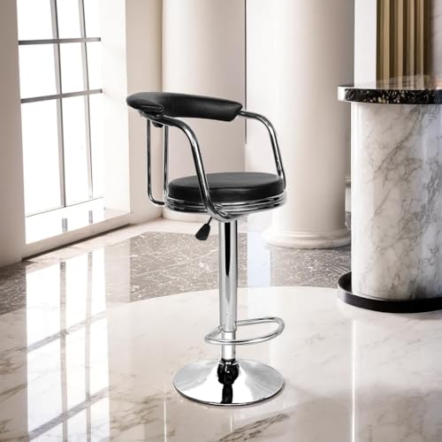 Image of ROSE Kiya Height Adjustable & Revolving Bar Stool /Kitchen Chair Suitable for Kitchen, Cafeteria, Dining, Office,Shops (Pack of 1) (Jet Black)