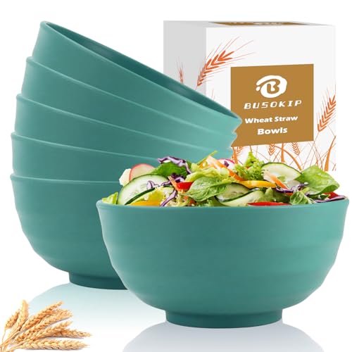 BUSOKIP Large Plastic Bowls 60oz Popcorn Bowls Set of 6 Green