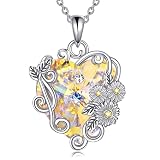 AXELUNA April Birth Flower Necklaces 925 Sterling Silver Daisy Flower Necklaces Dainty Floral Pendan