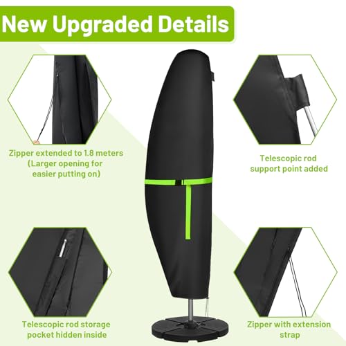 Umbrella Cover, Cantilever Parasol Cover (Black, 280x30x81/46cm(420D)) - Image 3