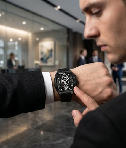 Image of V2A Impact-KUBIX 5410 Analog-Digital Watch for Men | Trendy Tonneau Shape | Bold Fashion Performance Watch with 3 Time Zones, Countdown, 50M Water Resistance, Alarm & Stopwatch