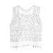 SIUULUZZ Girls Crochet Vest Cardigan with Fringe V-Neck Sleeveless Boho Vest Hollow Out Cardigan(White,L)