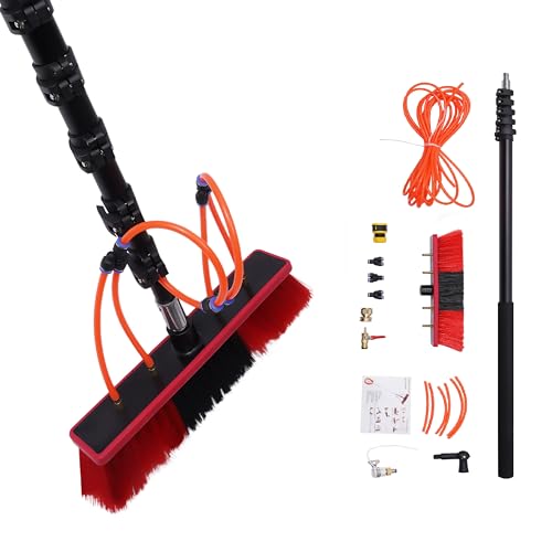 Best Solar Panel Cleaning Brush 6 Water Fed Pole Kit Lightweight, 20 Ft Water Fed Cleaning System, Outdoor Window Cleaner Solar Panel Cleaning and Washing Tool for Window Glass Solar Panel (20ft)