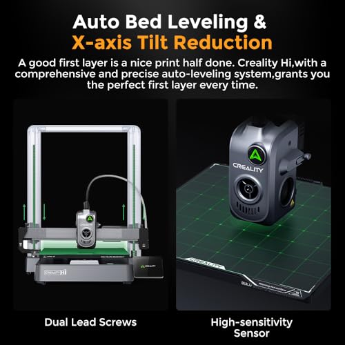 Creality Hi (A) 3D Printer, Support Multi Color Printing Needs CFS, 500mm/s Max Speed 95% Pre-Assemble, XY Step-Servo Motor and Auto Leveling Build Volume 10.24×10.24×11.81 inch