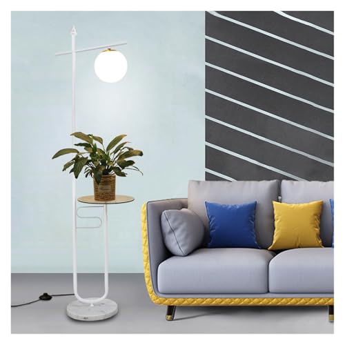 Lámpara de pie ajustable con bandeja de madera para iluminación de dormitorio 6