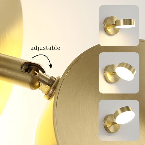 YOOCHUENG Wall Light Indoor Bedside Wall Lights LED Reading Light Gold,350° Rotating 90° Adjustable Tri-Colour Lighting (Warm/White/Neutral) for Bedroom,Bathroom,Style B - Image 2