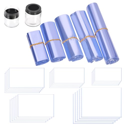 Mardatt 500 Stück transparente PVC-Schrumpfbeutel in 5 Größen – Schrumpfverpackungsbeutel zum Verpacken von Schuhen, Geschenkkerzen, Seife usw.